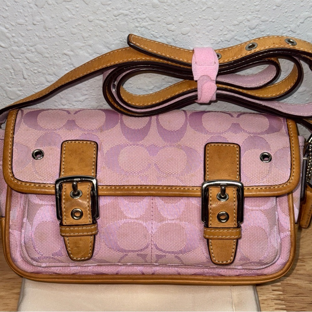 Coach Pink and Tan Crossbody Bag